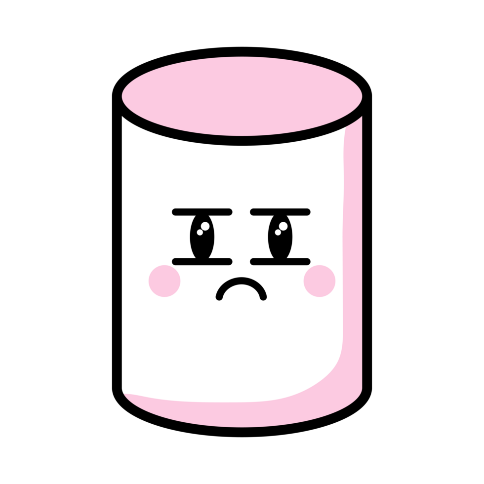 Angry Kawaii marshmallow flat with cute expressions and faces png