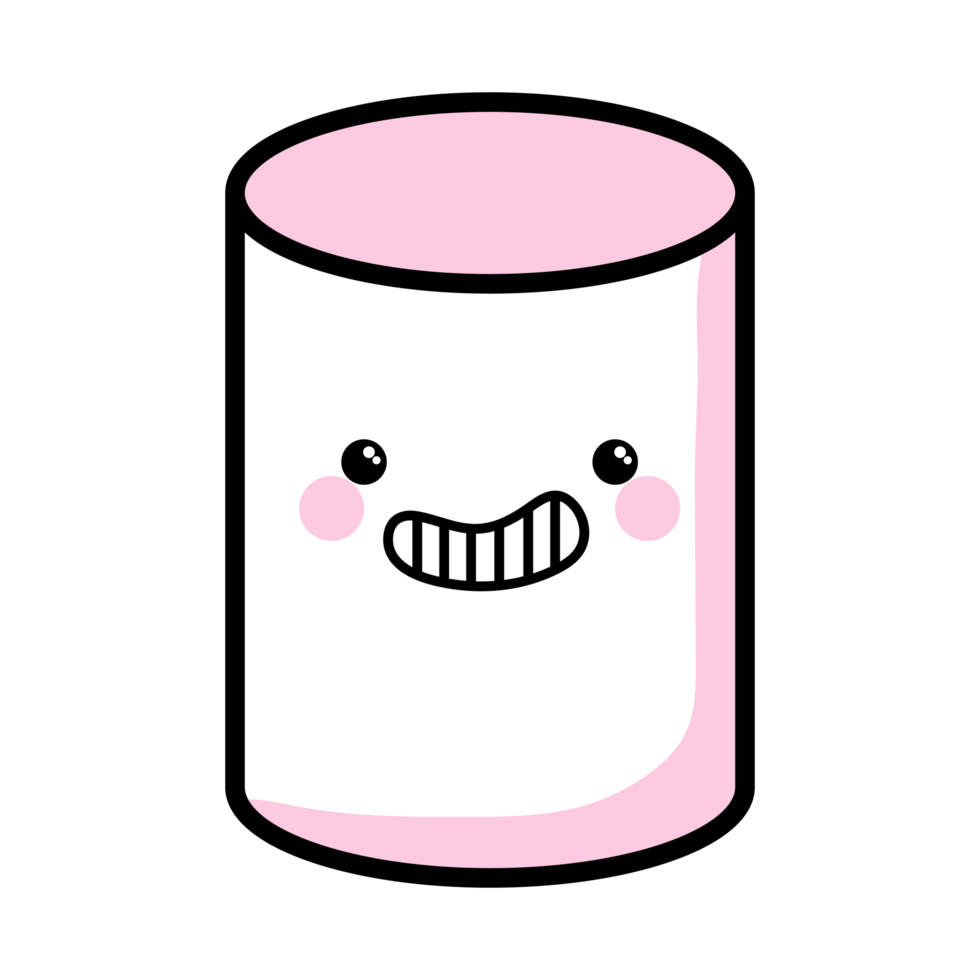 Goofy smiling Kawaii marshmallow flat with cute expressions and faces png