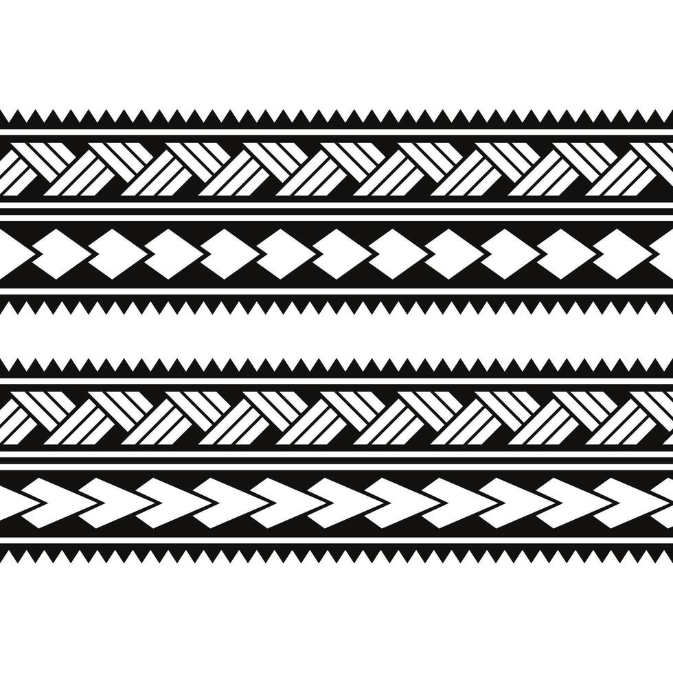hawaiian kakao armband tattoo design traditional ethnic ornaments art pattern black and white background vector
