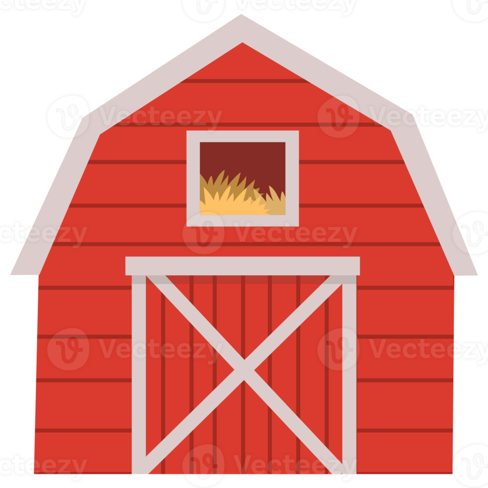 Illustration of a Red Barn on a Farm png