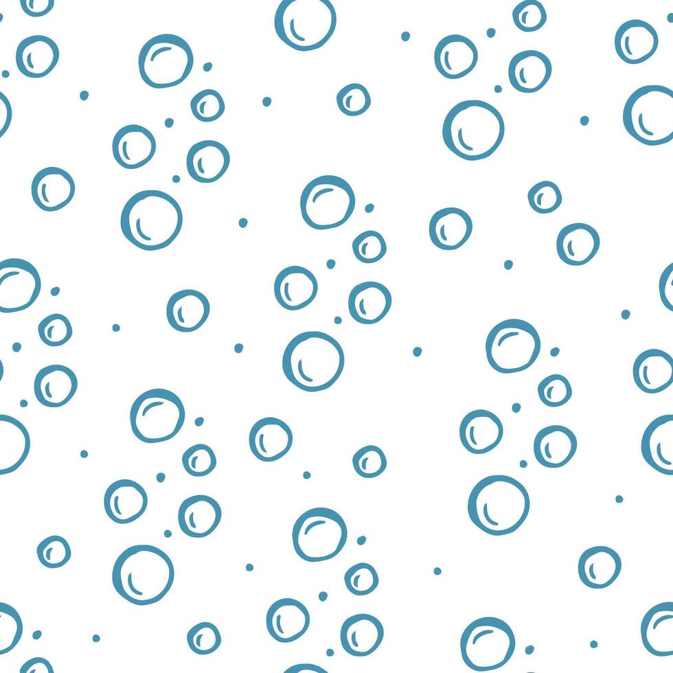 Seamless bubble pattern with hand drawn underwater circles on white background for ocean design, kids projects, textile, wrapping and summer themes vector