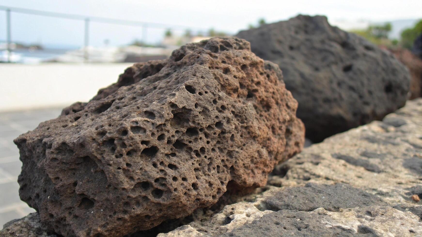 A large rock sitting on top of a wall photo