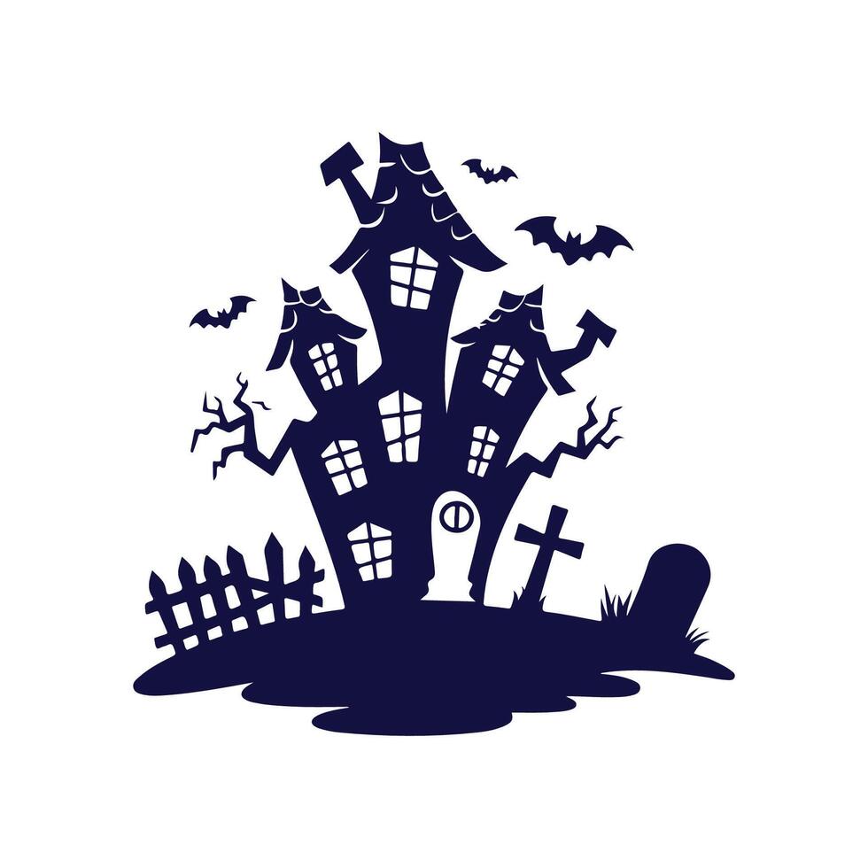 Haunted House Silhouette for Halloween Celebration vector