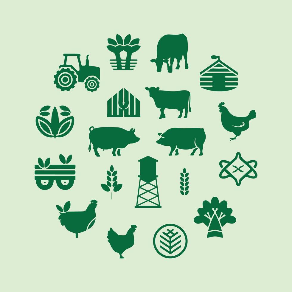 Farm and Agriculture Icon Set vector