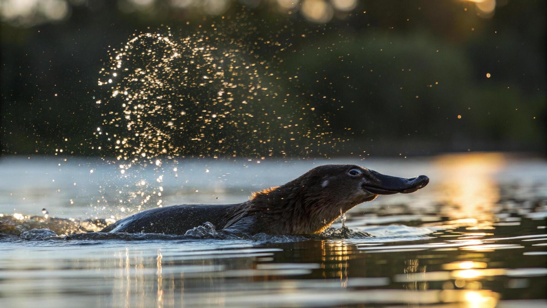 A duck splashing water on the water photo