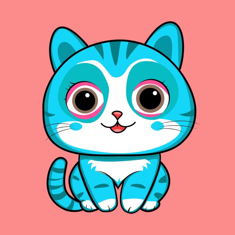 cute cat with kawaii style vector