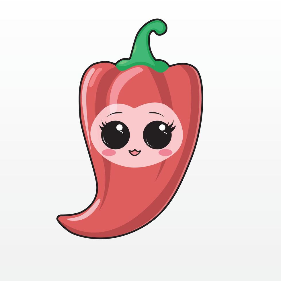 hot chili peppers in kawaii style vector