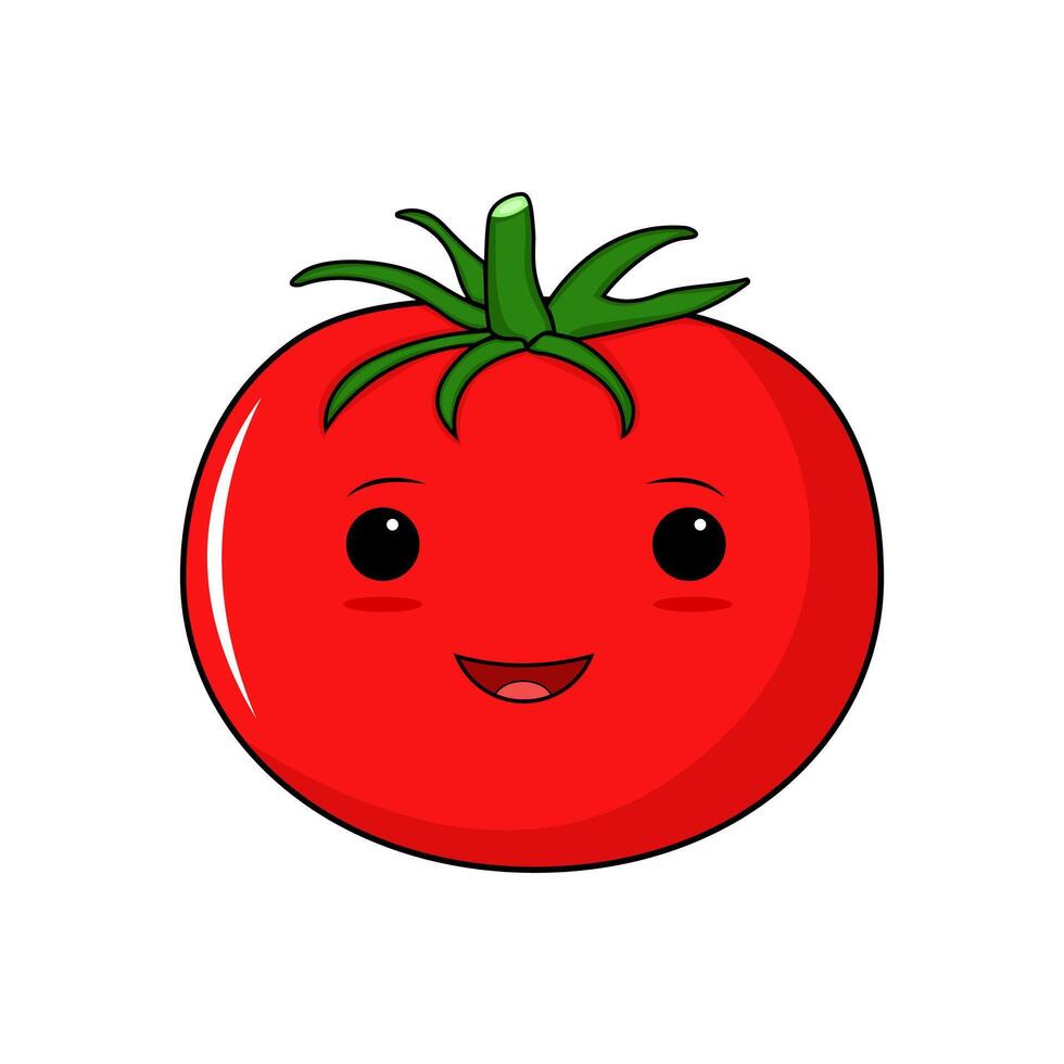 cartoon tomato in kawaii style vector