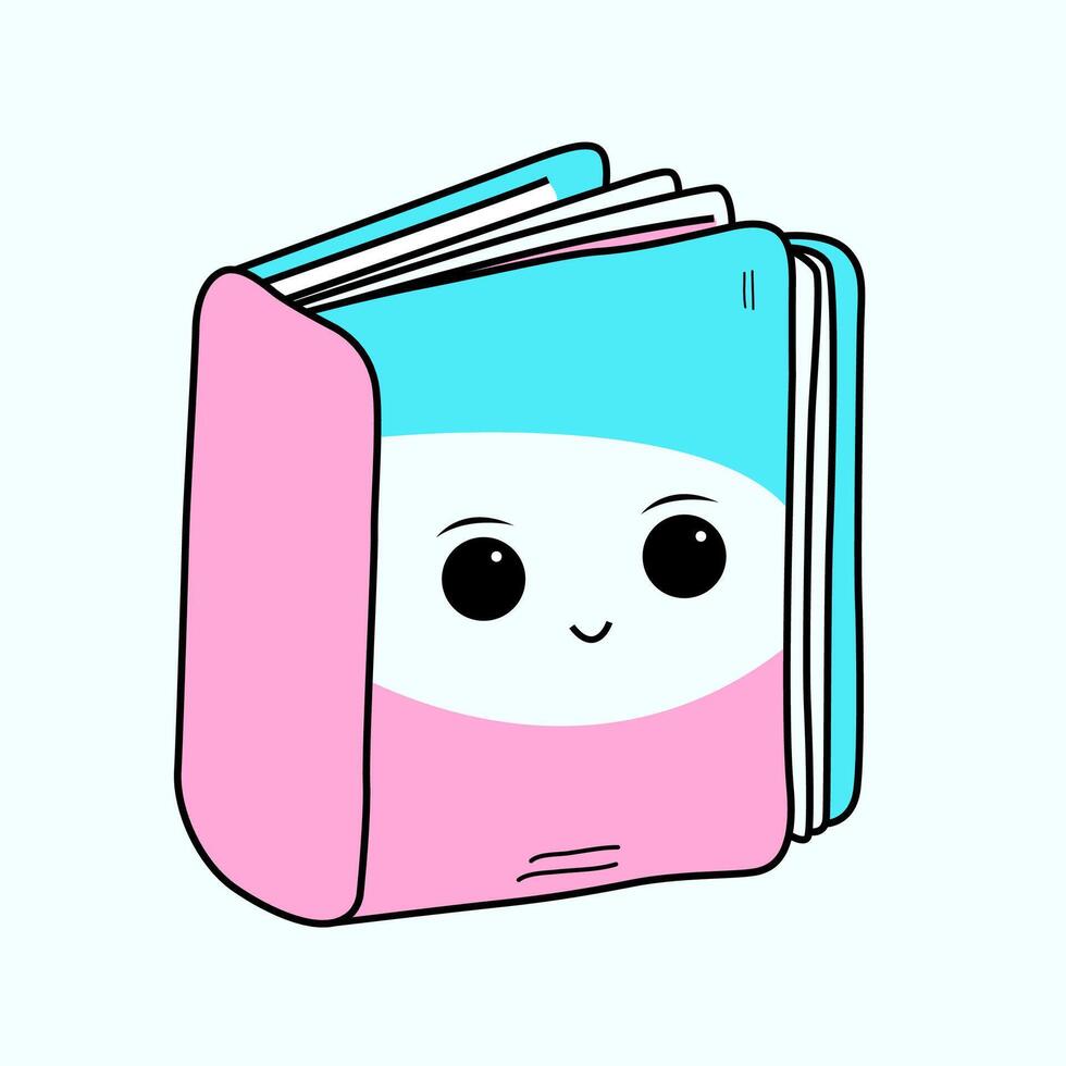 cartoon book mascot in kawaii style vector