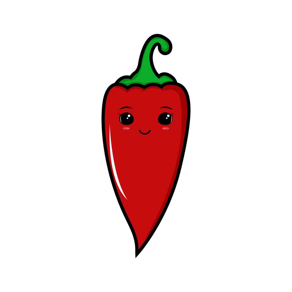 hot chili peppers in kawaii style. cartoon character vector