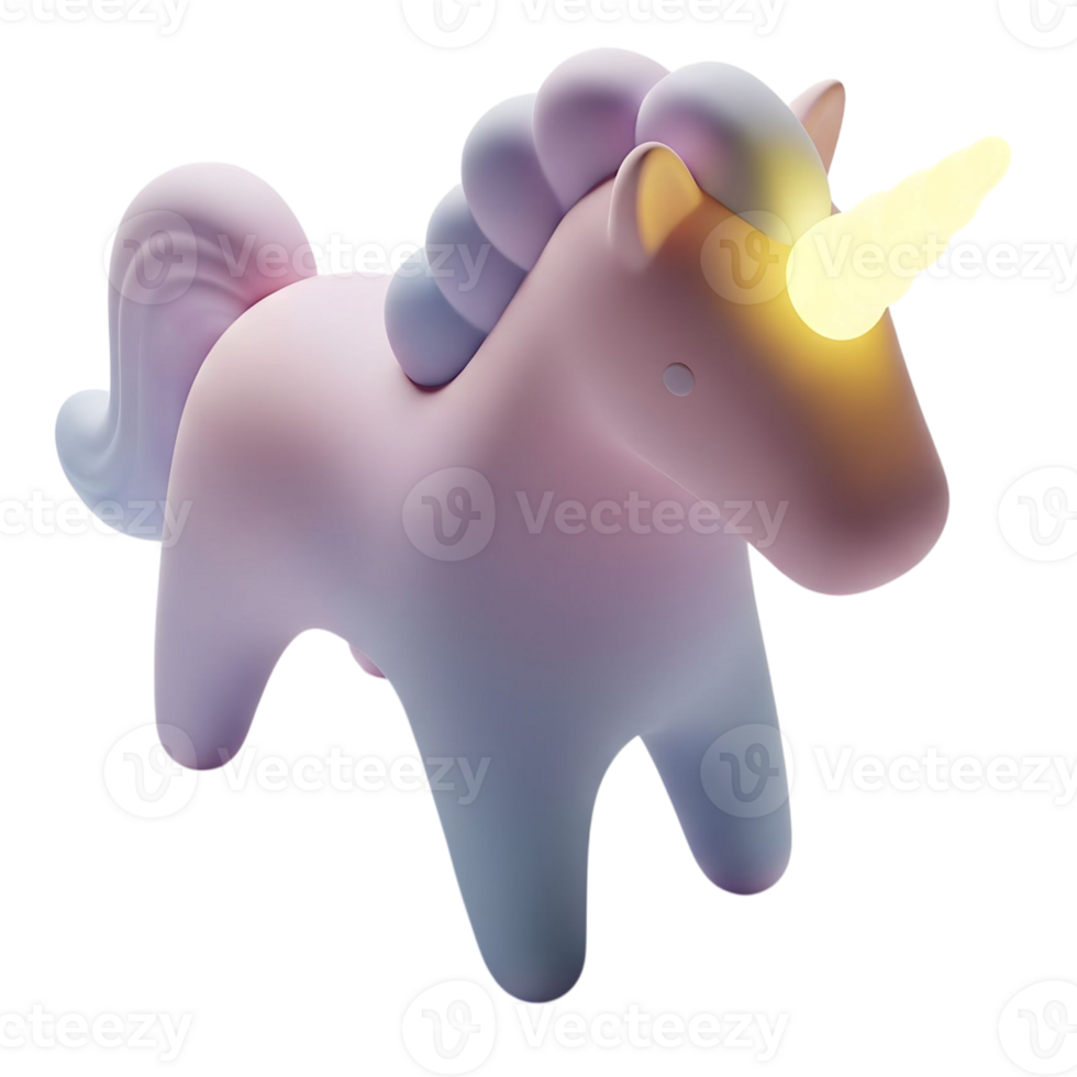 minimalist 3D cute unicorn in cheerful and fun 3d design png