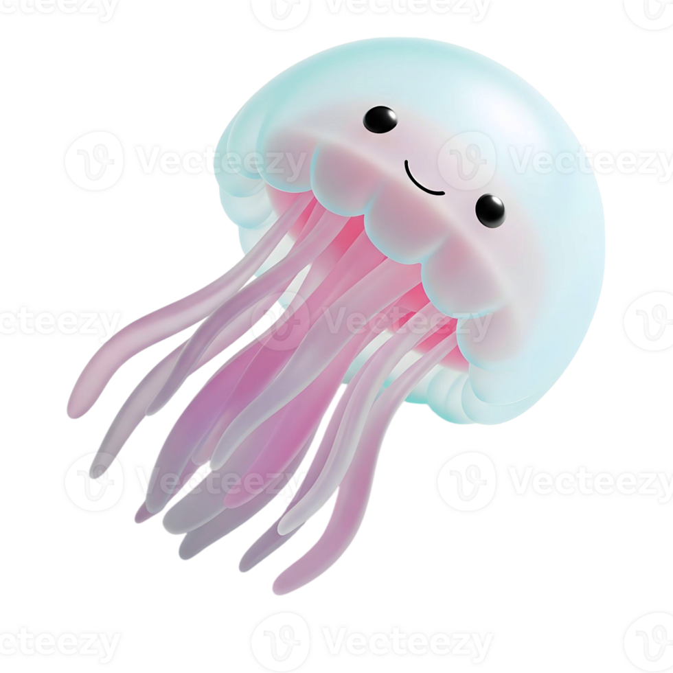 minimalist 3D cute jellyfish in cheerful and fun 3d design png
