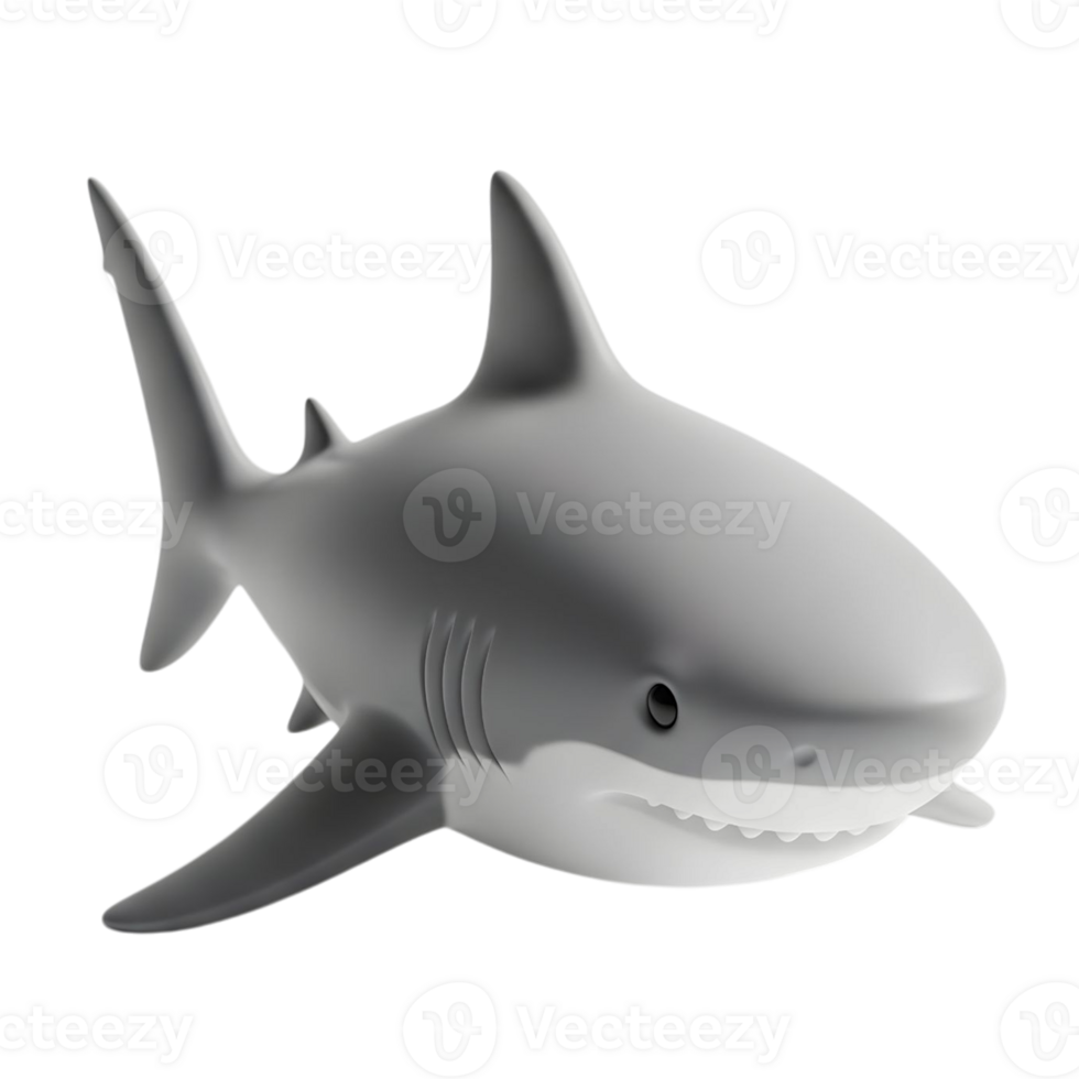 3D cute shark in cheerful and fun design png