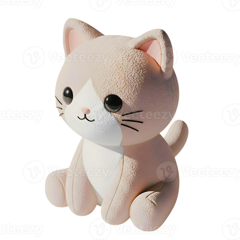 minimalist 3D cute cat doll in cheerful and fun design png