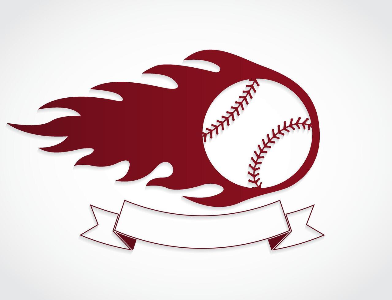 baseball ball in fire ball logo with label design vector