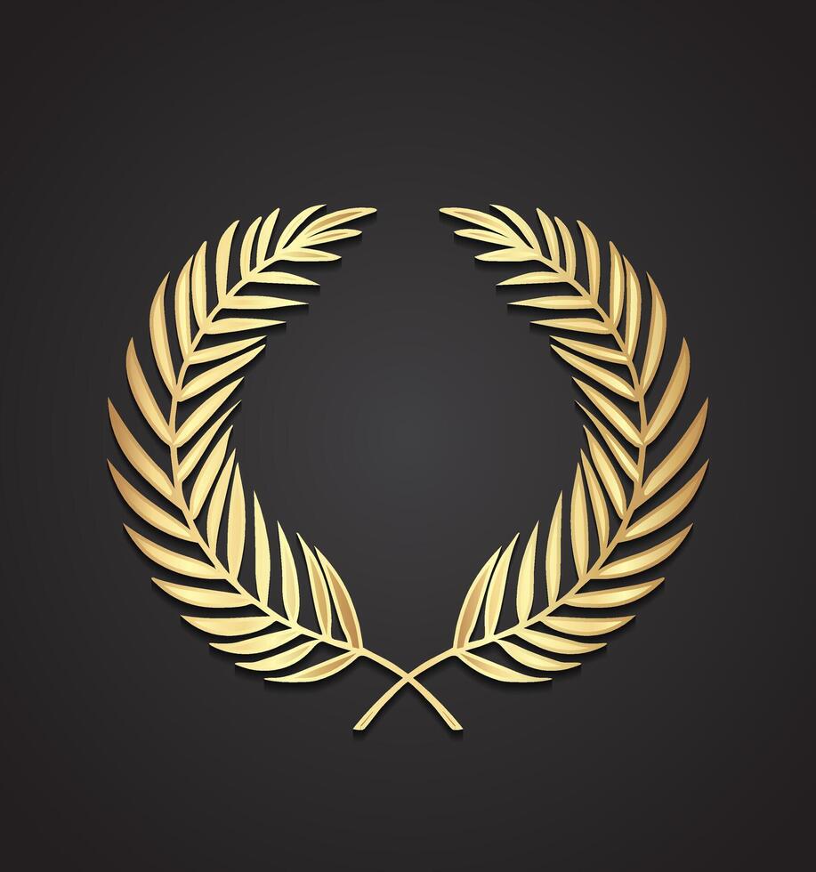 Golden laurel wreath design vector