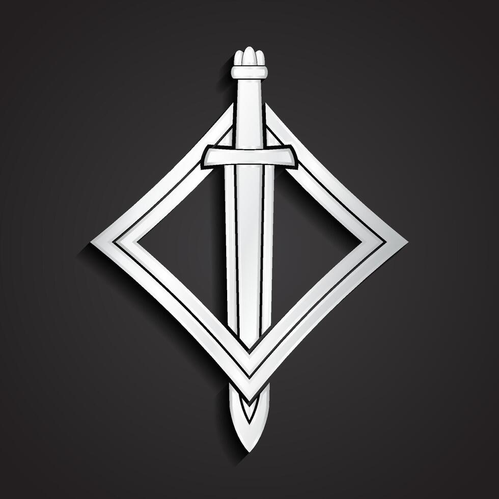 Sword in a diamond logo vector