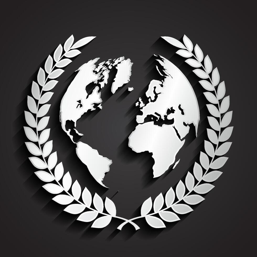 Globe with laurel wreath design vector