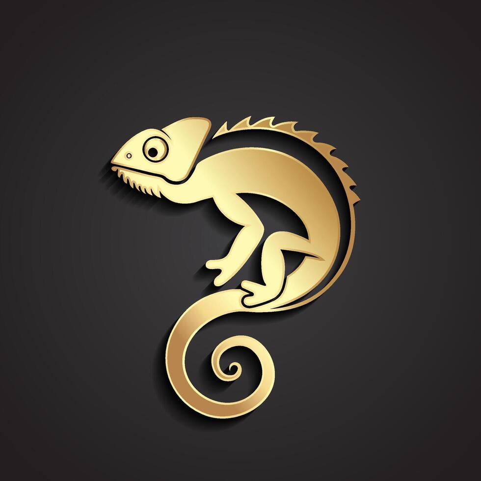 Golden chameleon logo design vector