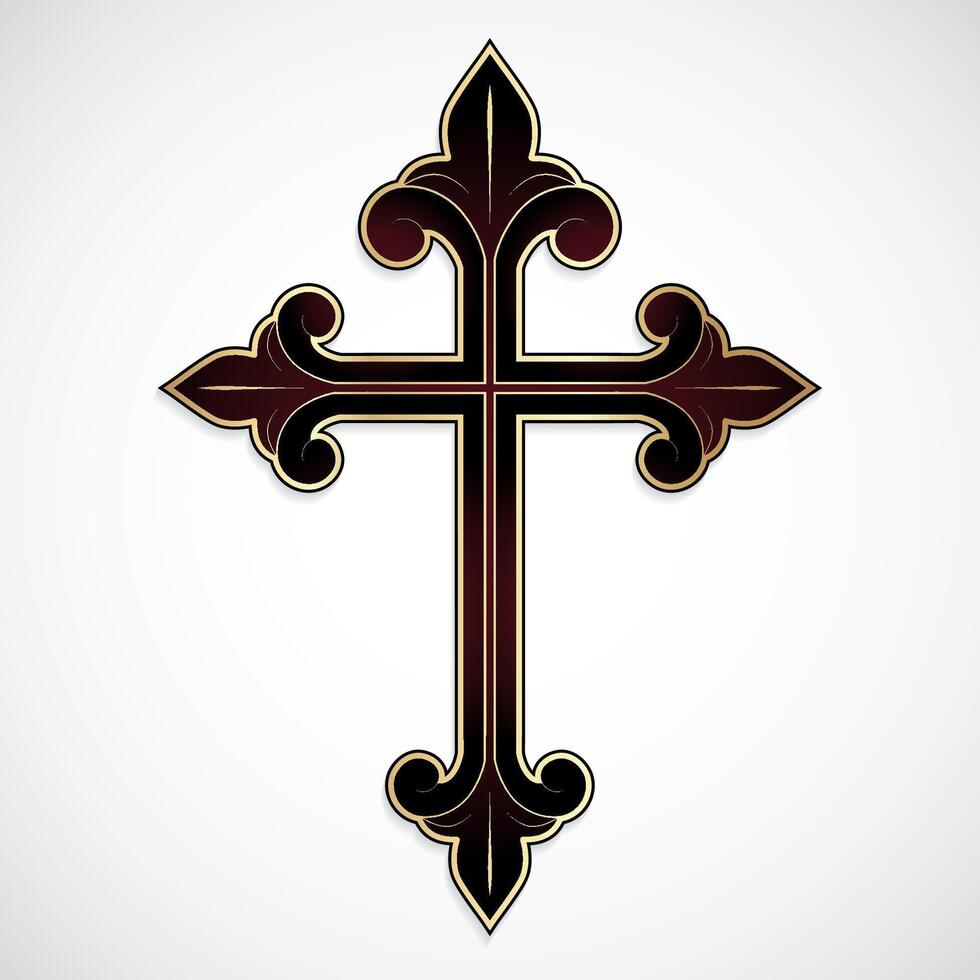 Gothic style ornamental cross design vector