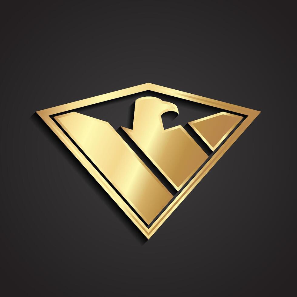 3d stylized geometric shape eagle bird logo vector