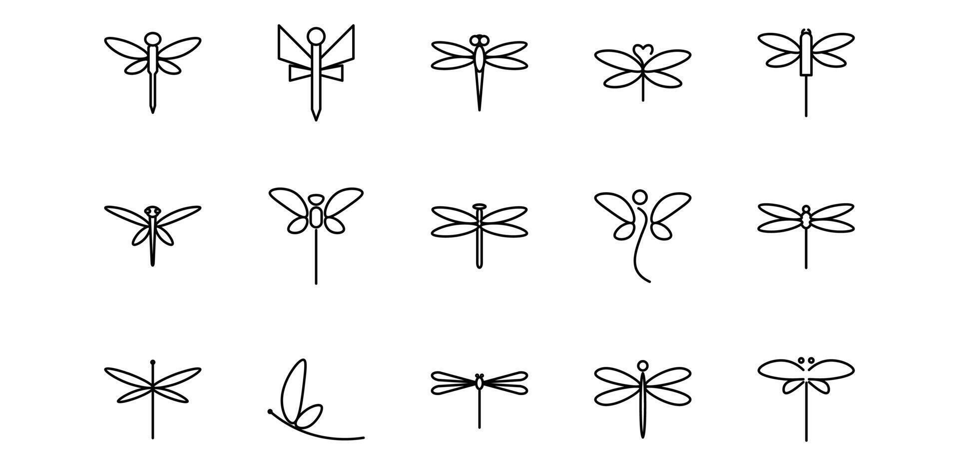 dragonfly line icon pack illustration vector