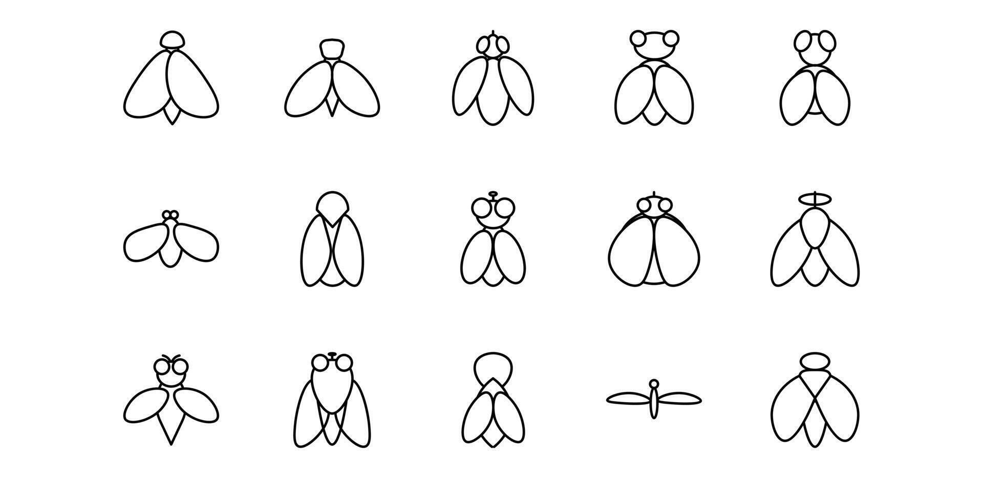 flying line icon pack illustration vector