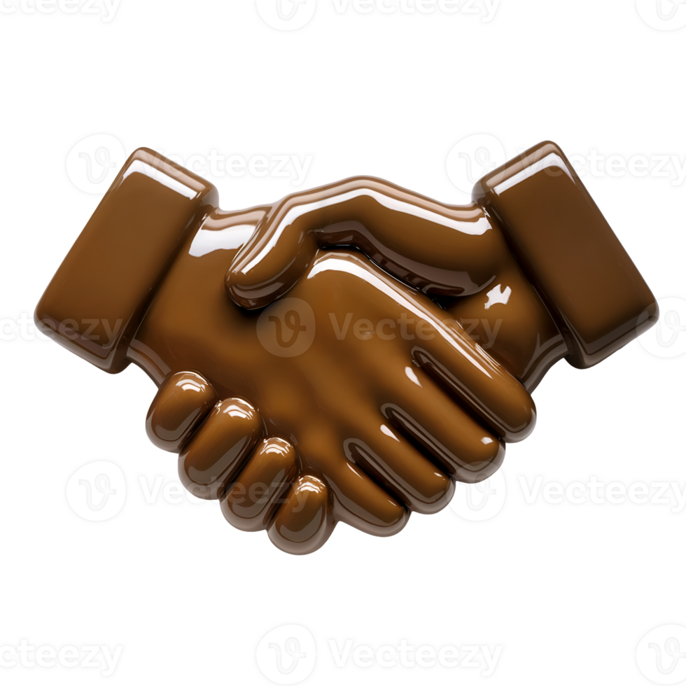 Brown Glossy 3 D Plastic Handshake Icon Render Isolated on a transparent background image png