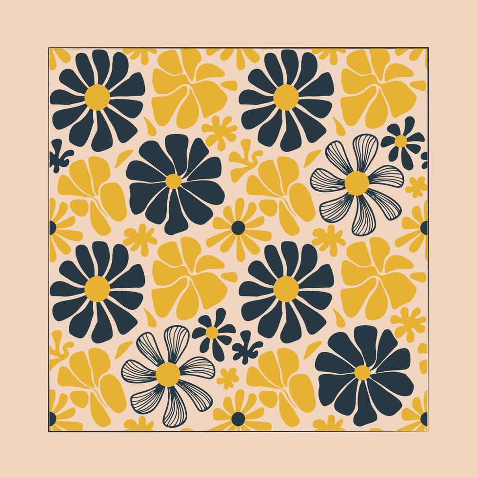 Floral pattern with contrasting shapes. vector