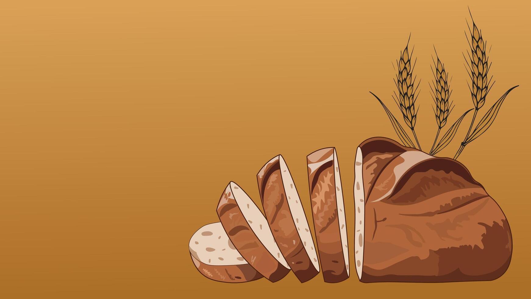 Fragrant bread with golden ears, of grain vector