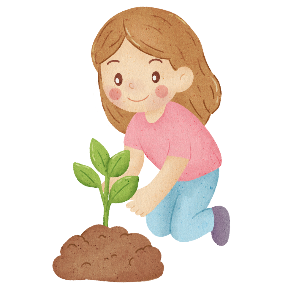 girl planting a seed clip art png