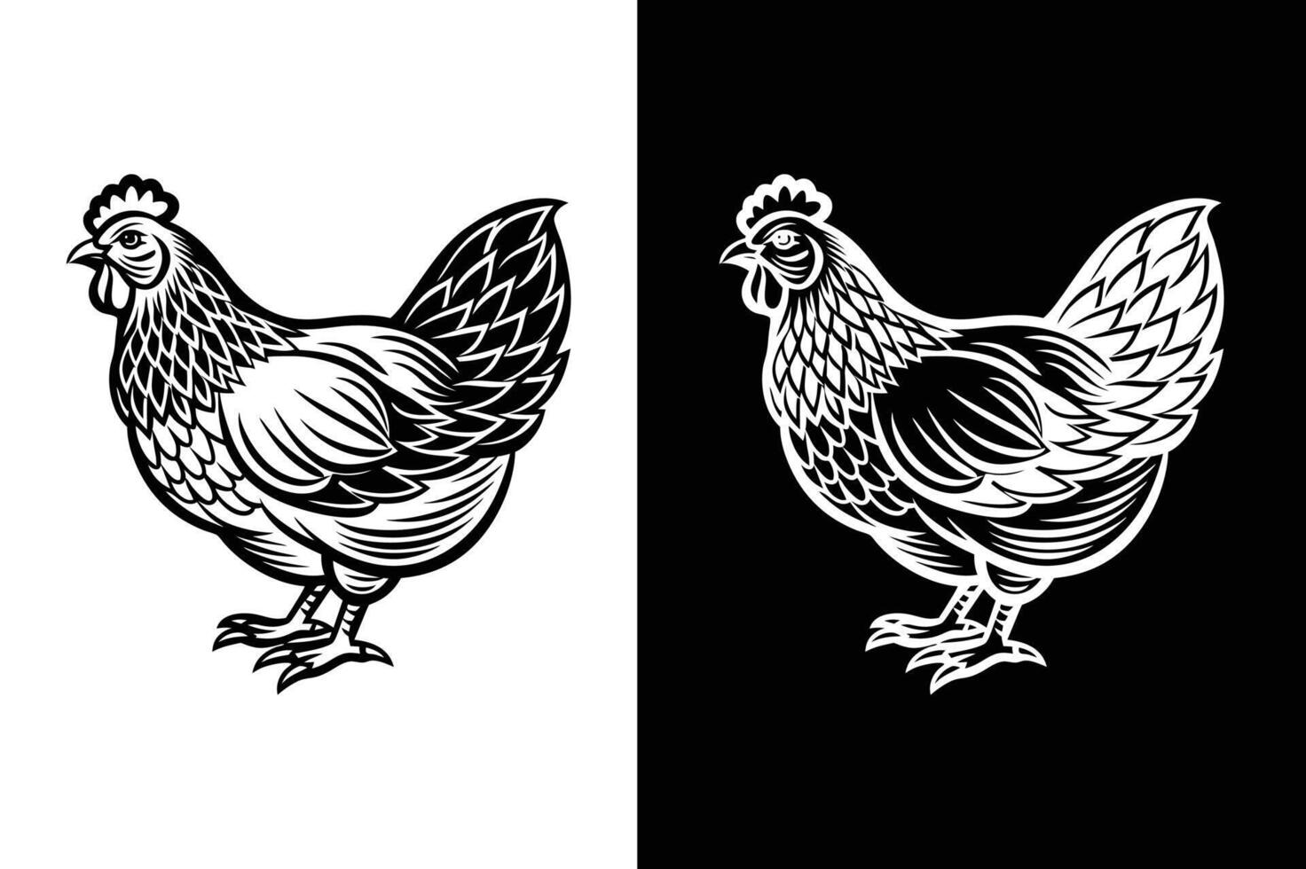 Chicken icon template black white color editable. Chicken icon symbol Flat design vector