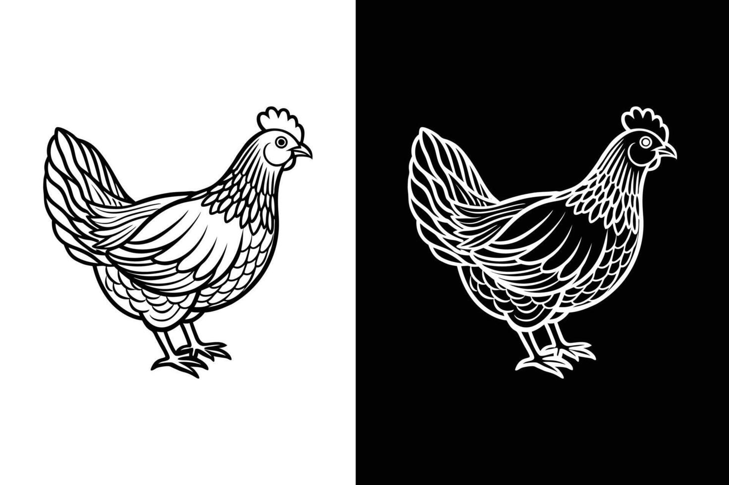 black and white farm chicken icon silhouette illustration design vector