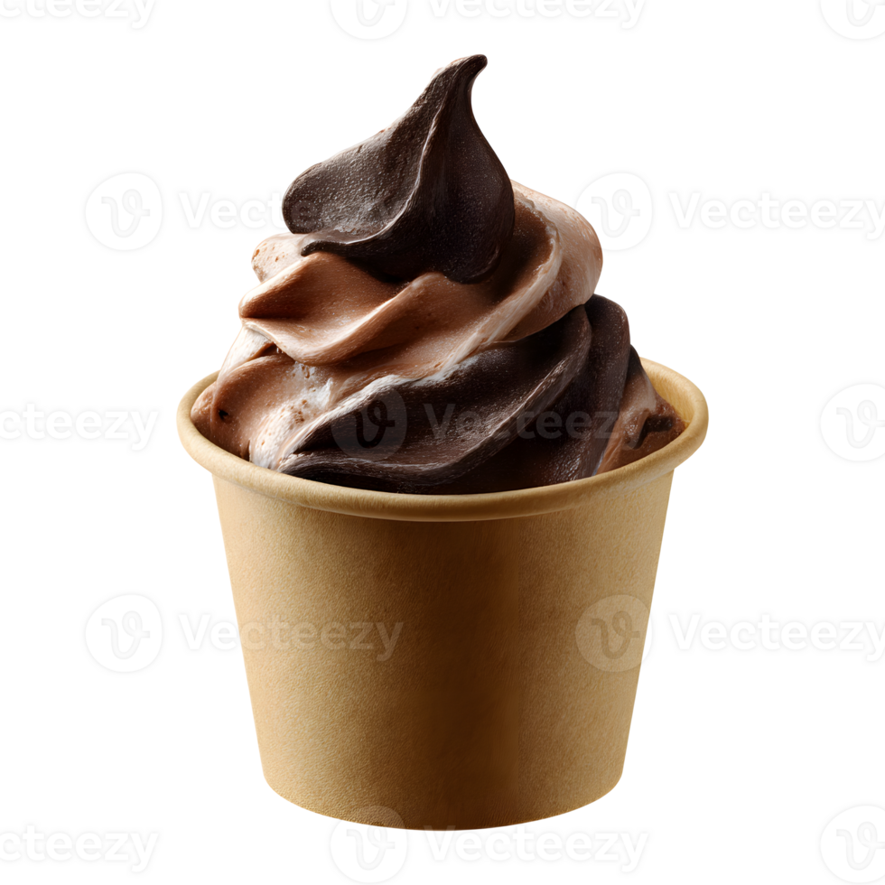 A delectable scoop of creamy smooth chocolate ice cream nestled in a simple paper cup promising a indulgent and refreshing treat png
