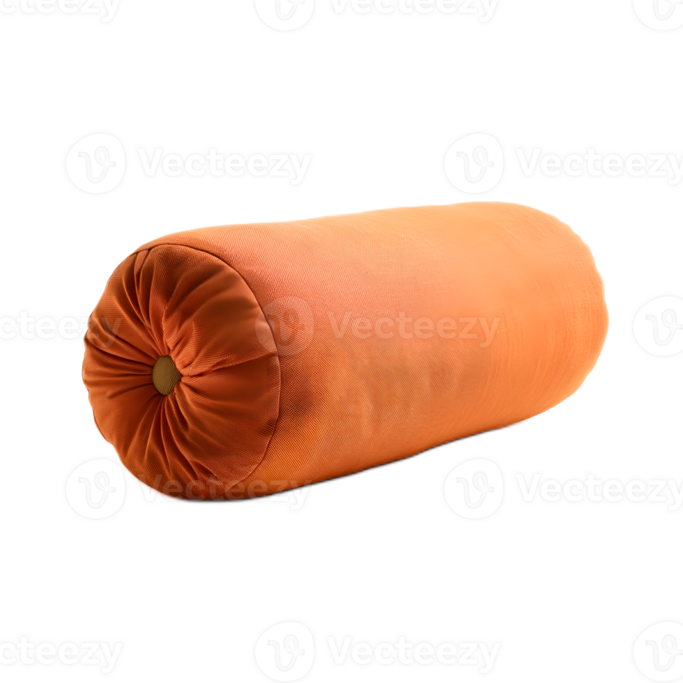 Soft and cozy velvet bolster pillow in a rich vibrant orange color perfect for adding a touch of luxurious comfort to any living space png