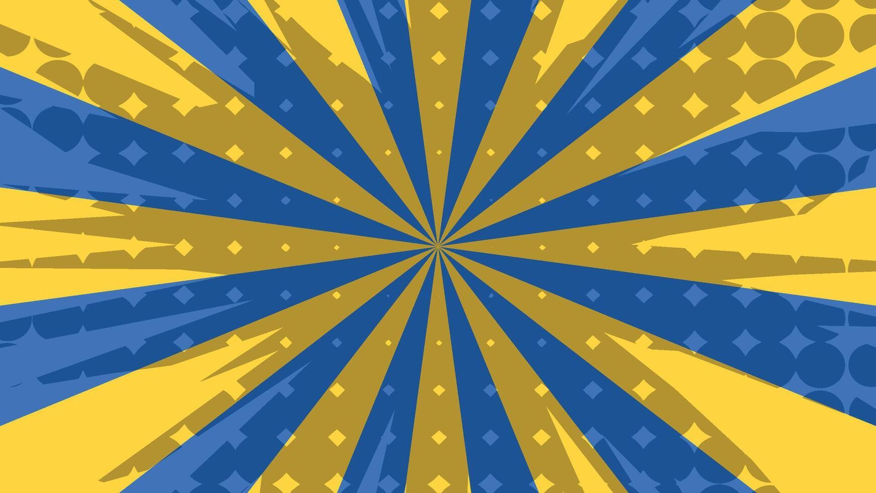 abstract grunge background with blue and yellow rays and dots pattern vector