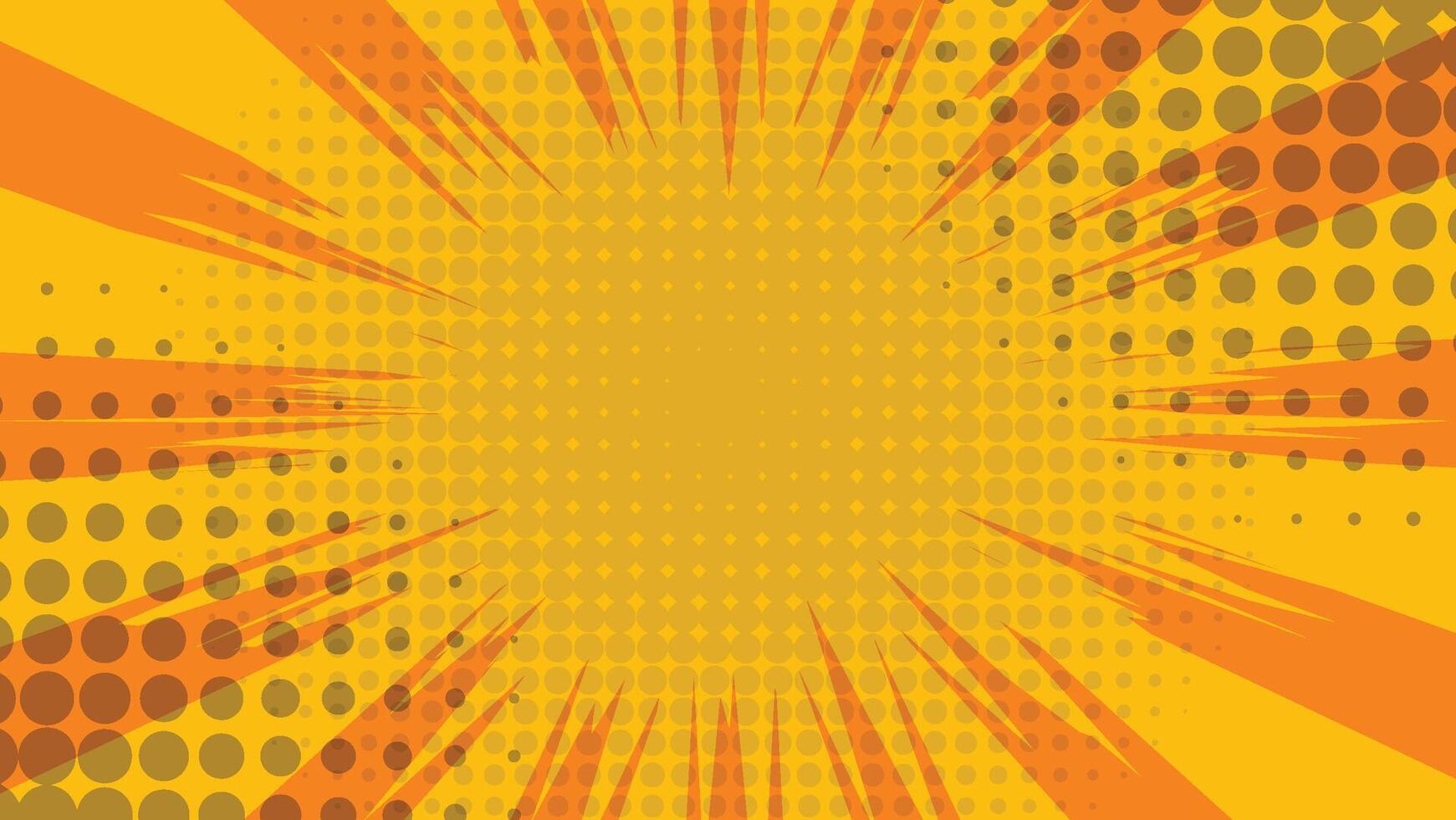 abstract yellow and orange color background with decorative dots and rays vector