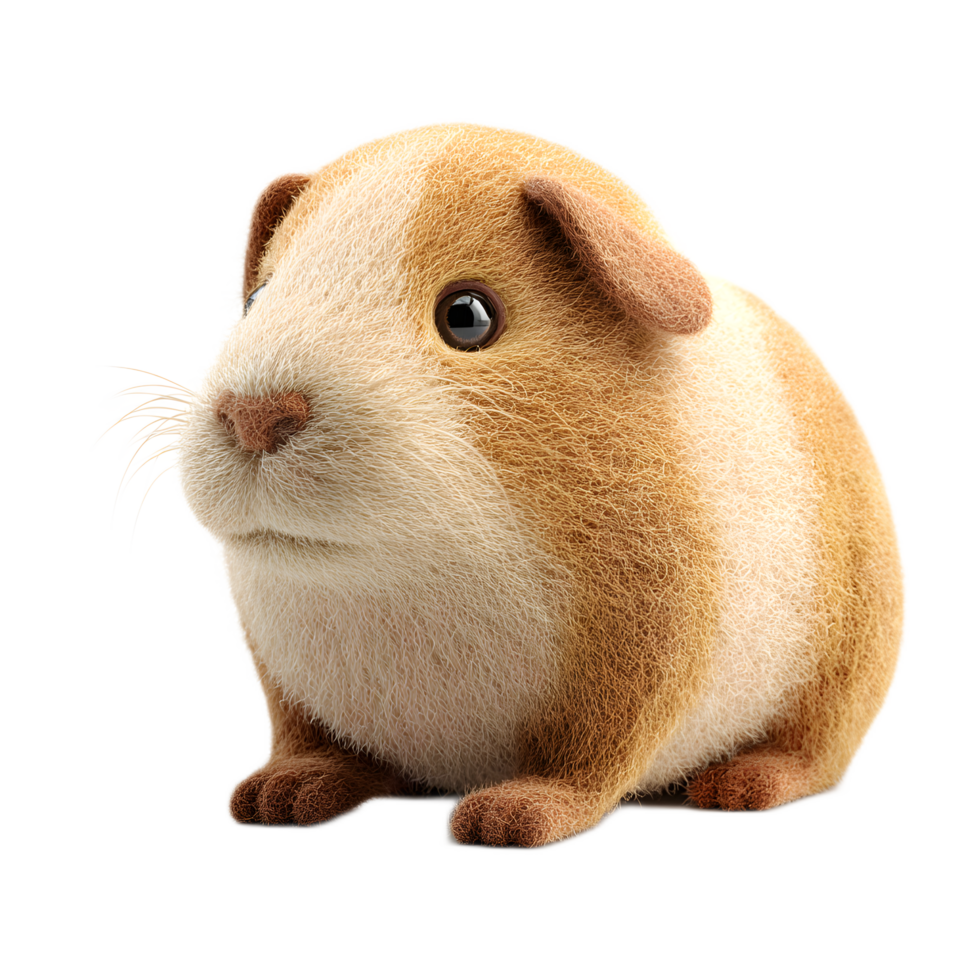 Closeup portrait of a cute and fluffy guinea pig with a friendly expression and soft brown and white fur png