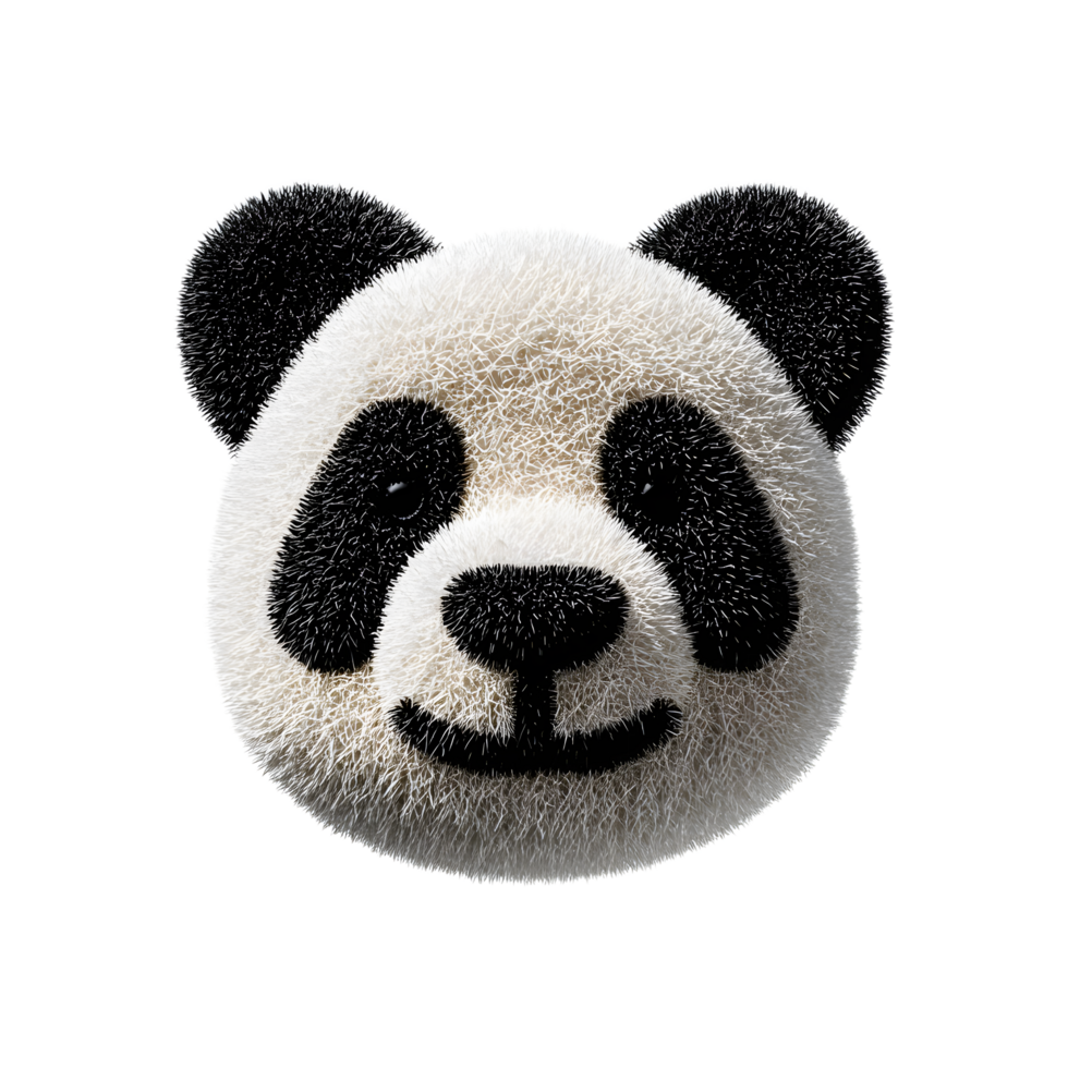 Adorable and cuddly panda bear icon crafted from plush fuzzy felt material with a friendly rounded design png