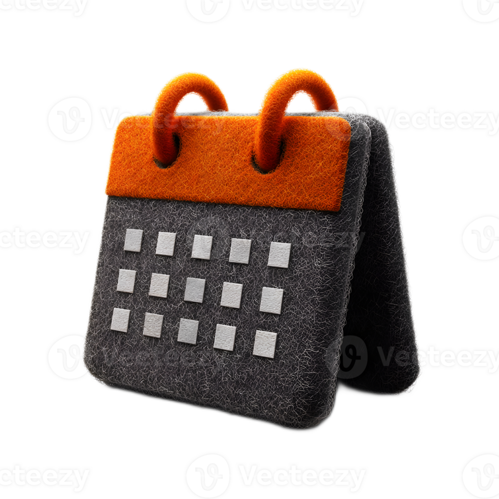 A calendar icon crafted from soft textured felt material in a minimalist and modern design png