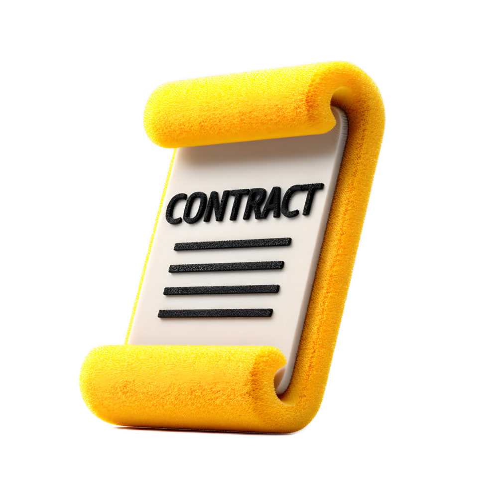 A yellow textured icon representing a contract or legal document symbolizing administrative paperwork and formal business agreements png
