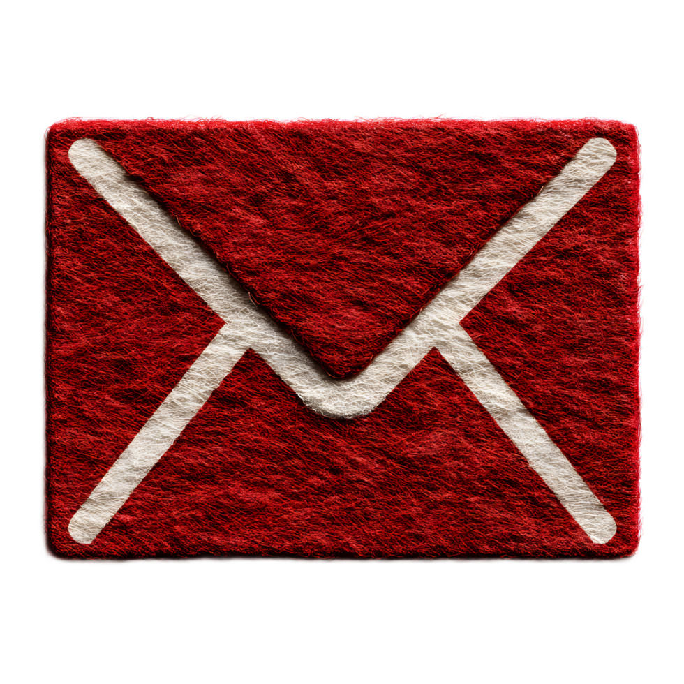 A stylized textured red envelope icon symbolizing digital communication email messaging and data exchange through technological platforms and networks png