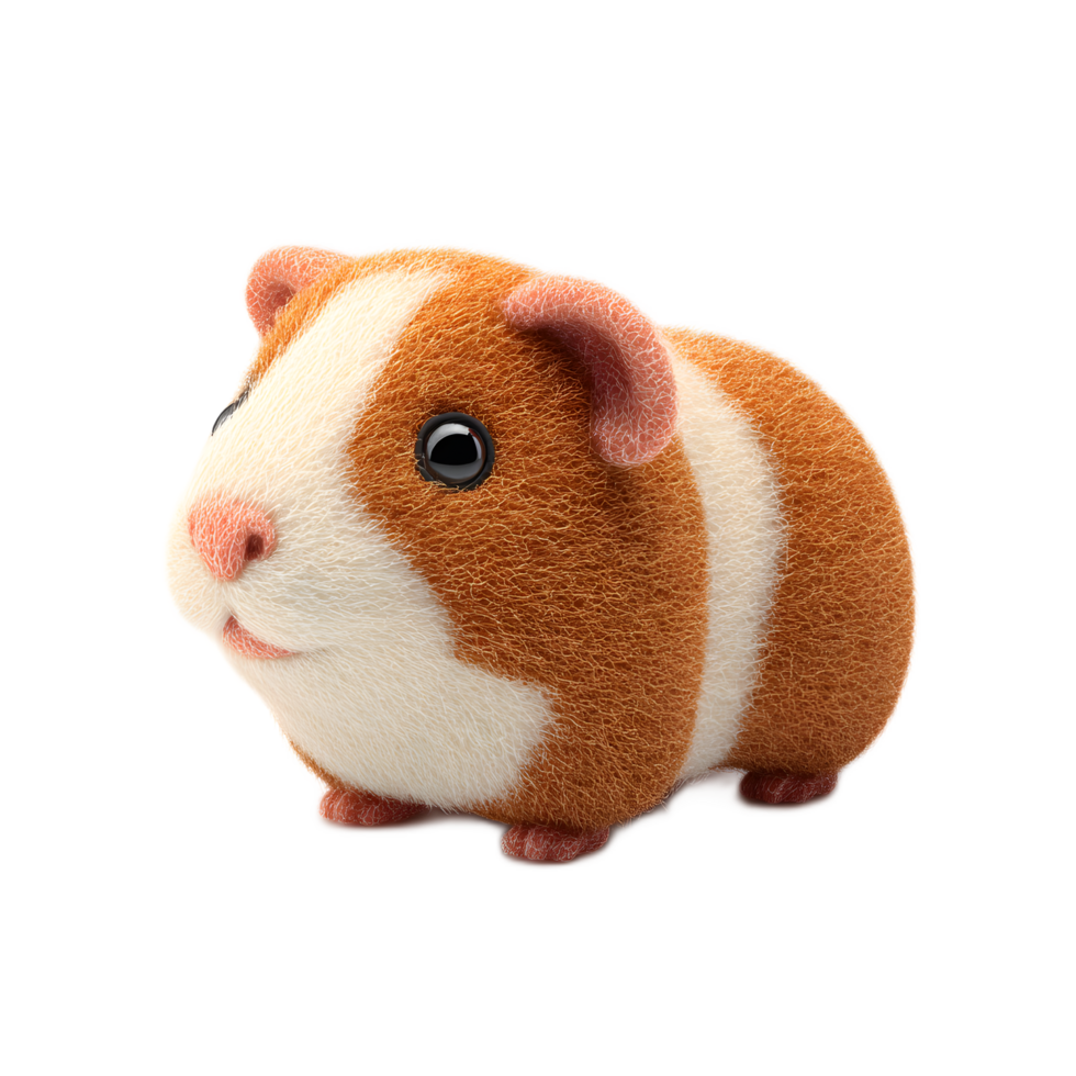 Closeup portrait of a soft cuddly and friendly guinea pig icon made with detailed 3D rendering of felt material png