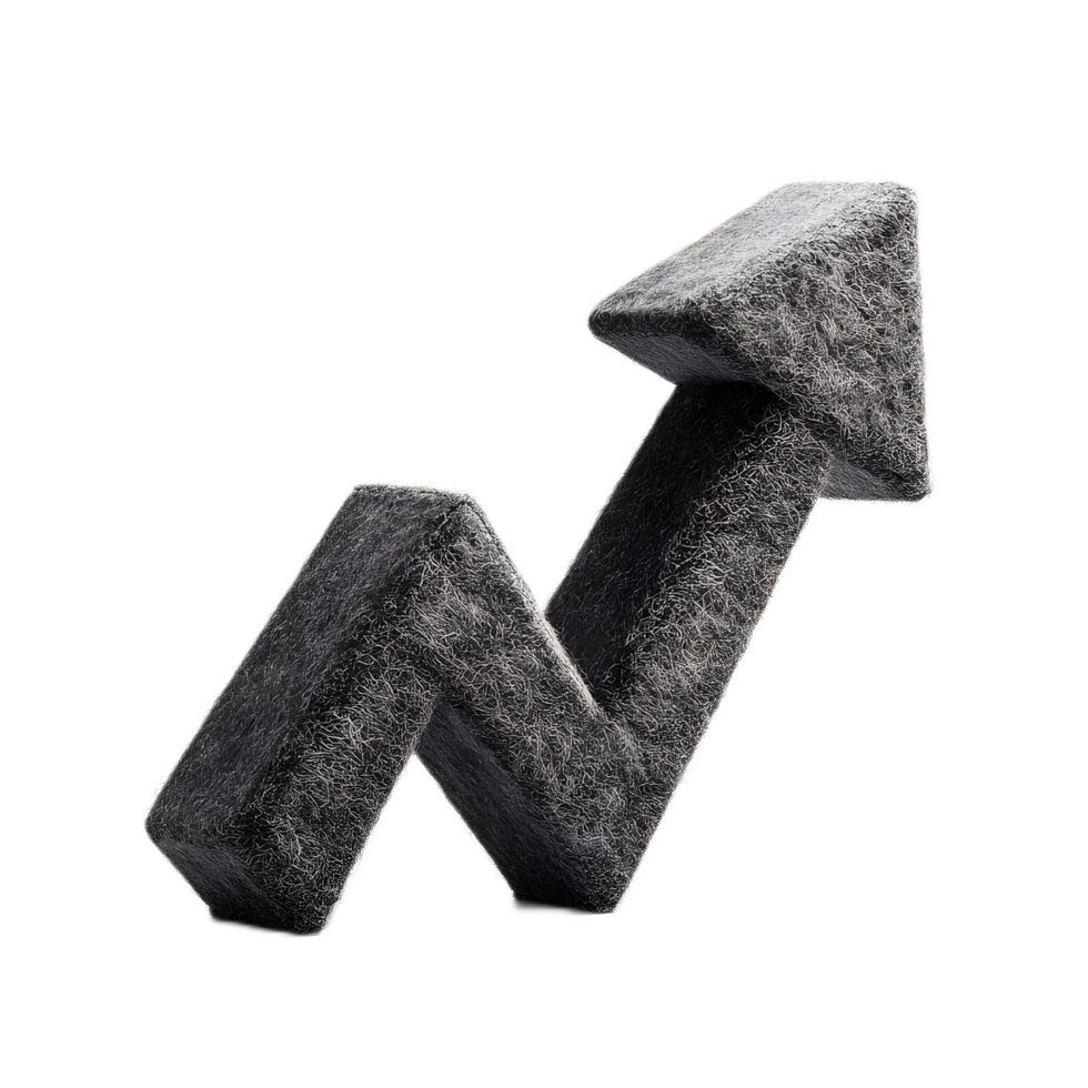 A 3D rendering of an upward pointing graph arrow symbolizing financial growth business success and positive market trends png
