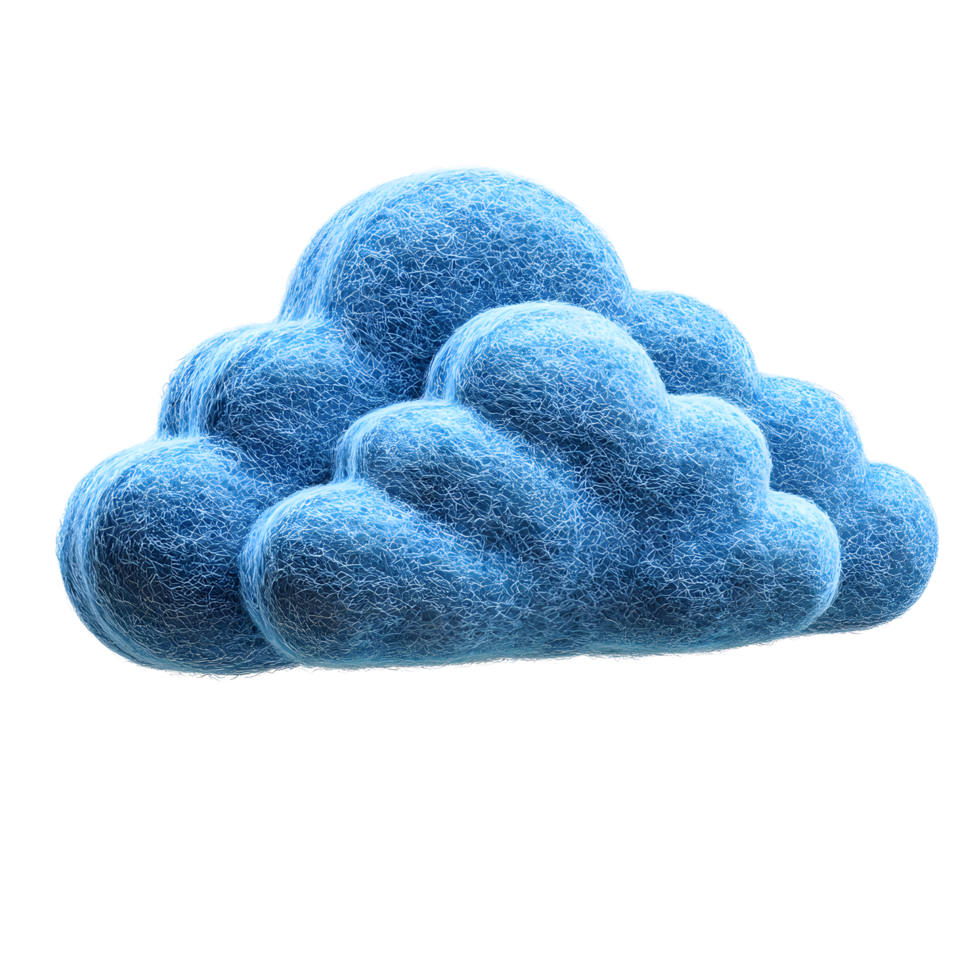 Digitally created fluffy blue cloud shaped icon symbolizing cloud computing data storage and information technology services png