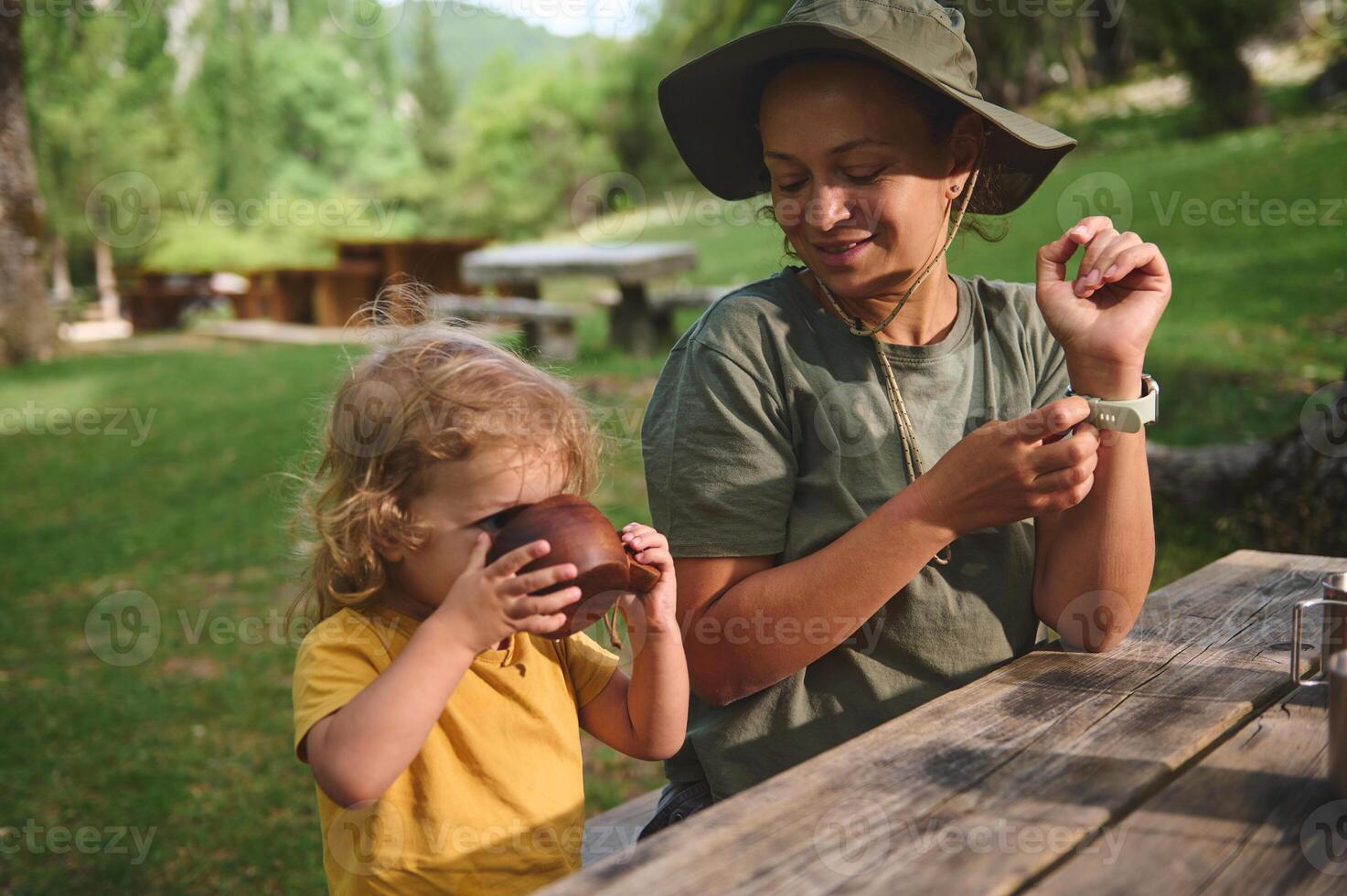 Mother and Child Outdoor Bonding in a Natural Park Setting photo
