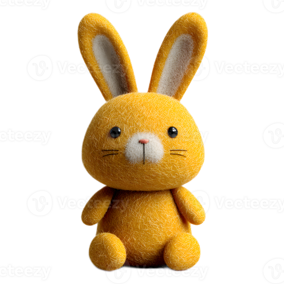 Adorable yellow plush rabbit toy with a cheerful expression crafted from soft and cozy felt material perfect for children s playtime and comfort png