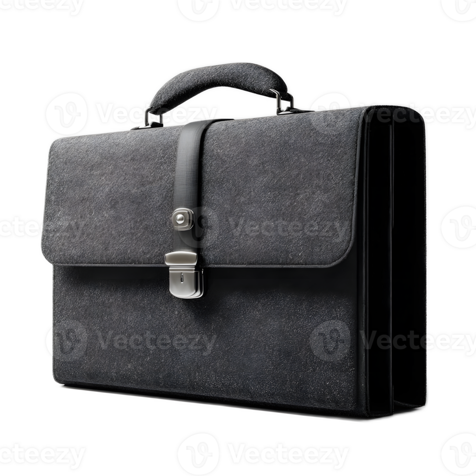 A sleek and minimalist gray briefcase crafted from durable yet soft to the touch felt material featuring a buckle closure for a professional and organized look png