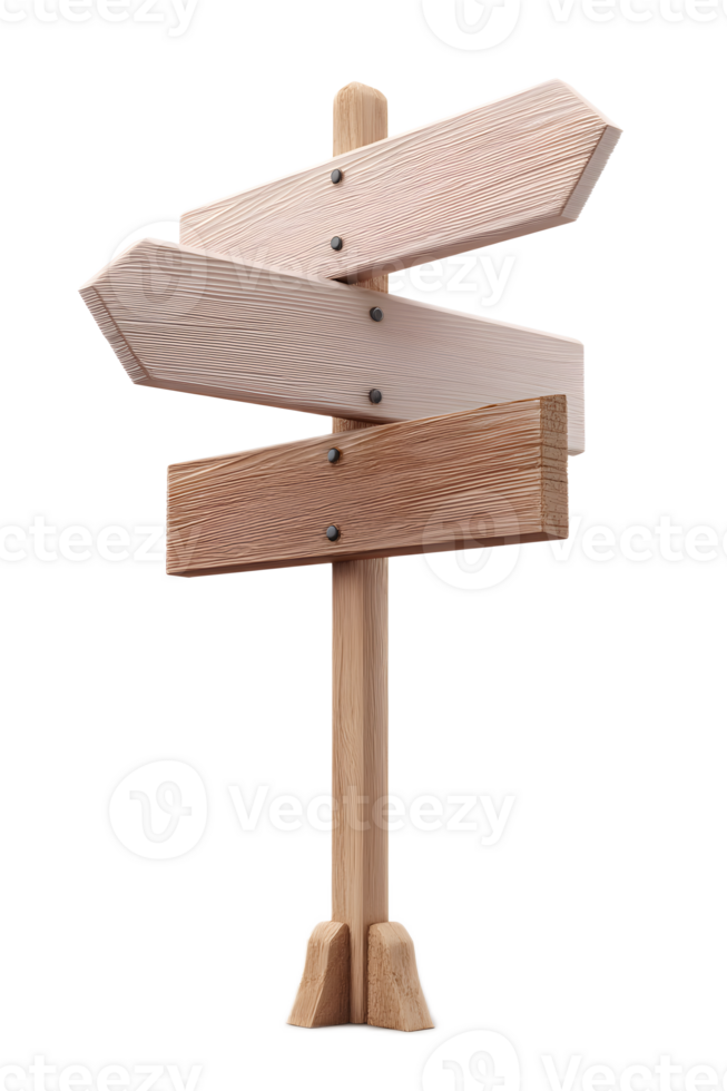 A simple clean wooden signpost with multiple directional arrows pointing in different directions symbolizing choice guidance and the path ahead png