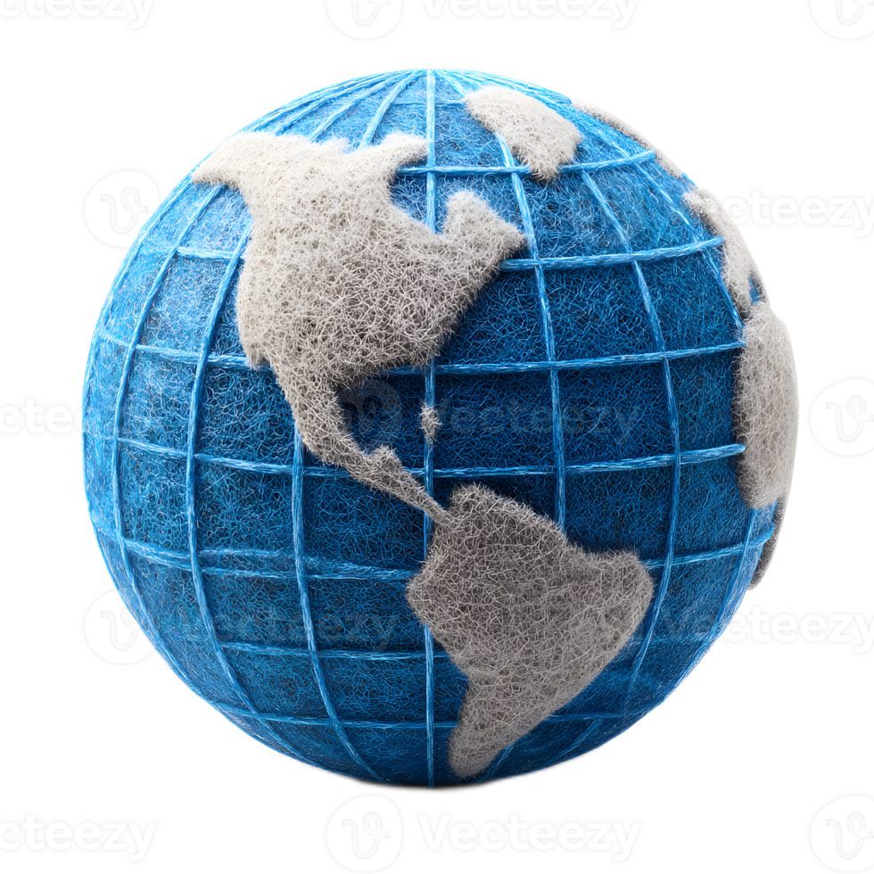 A stylized wireframe globe in shades of blue and gray symbolizing the interconnected global nature of modern technology communication and commerce png
